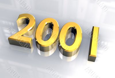 year 2001 in gold 3d
