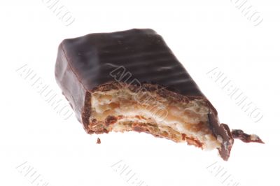 chocolate candy macro on white