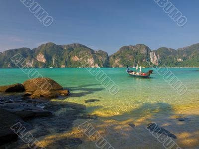 Boat near tropical beach