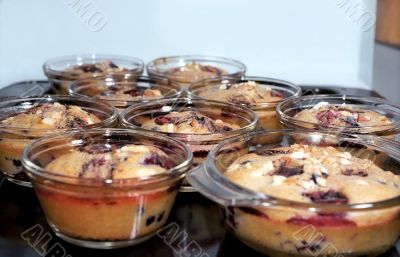 Muffins cakes in glass pans
