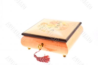 pink wood encrusted box for jewelry
