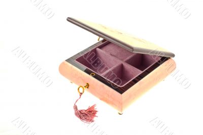 open wood encrusted box for jewelry