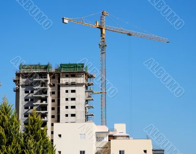 Crane and building under construction