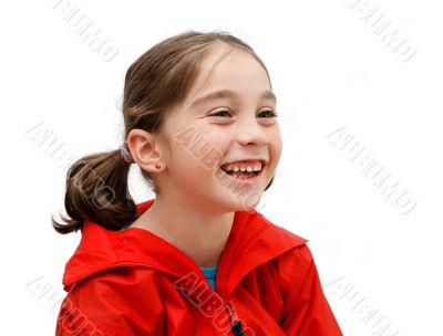 Laughing girl with pigtails