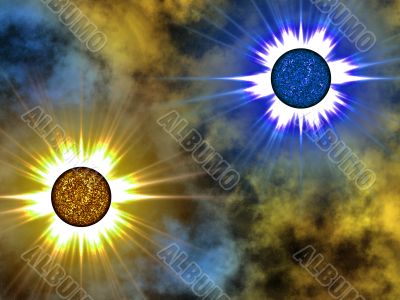 Golden star in space.