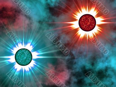 Golden star in space.