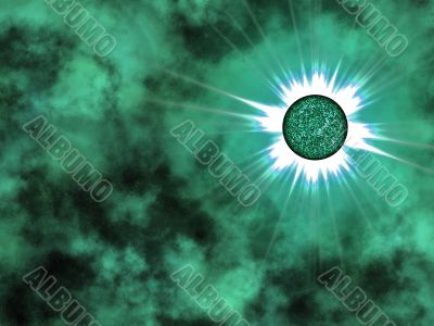 Golden star in space.