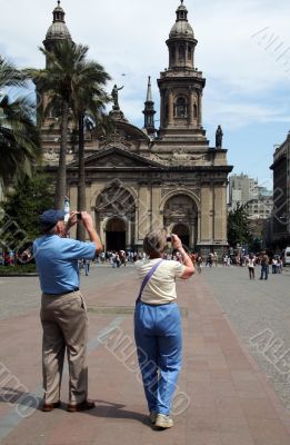 Couple of tourists in Santiago, Chile