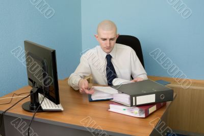 Bookkeeper on a workplace at office