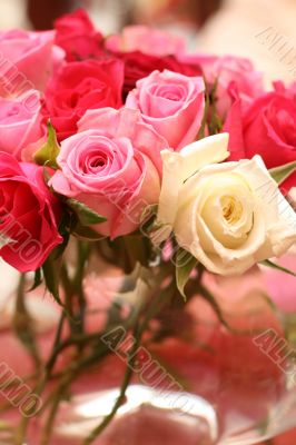 Bouquet of roses at the wedding