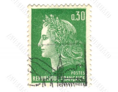 Old green french stamp