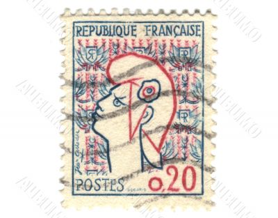 Old french stamp with an head