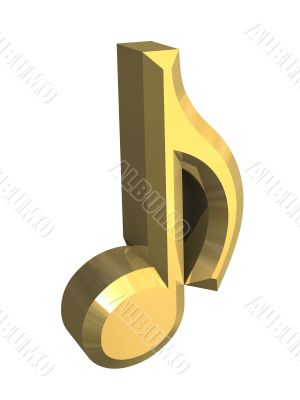 1/8 symbol note in gold - 3d
