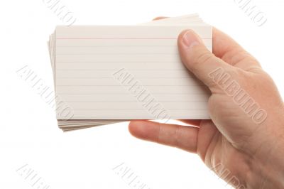 Male Hand Holding Stack of Flash Cards