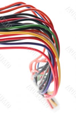 colored cable on white close up