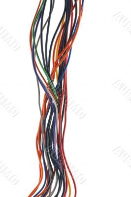 colored cable on white closeup