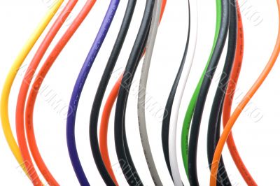 colored cable on white macro