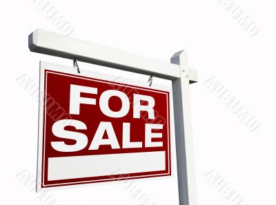 Red For Sale Real Estate Sign on White