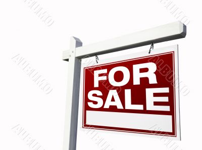 Red For Sale Real Estate Sign on White