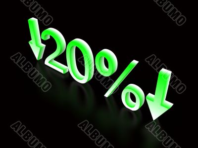 20 percent down green on black