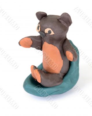 Bear stuck together from plasticine
