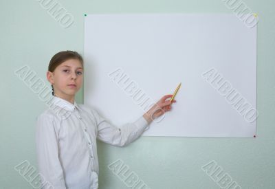 Girl showing on the poster