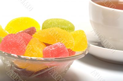 Fruit candy and tea