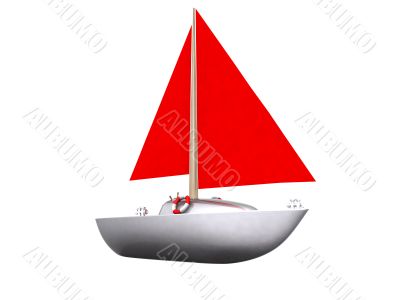 ship. 3D yacht sport icon