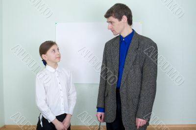 Girl and the man in a suit