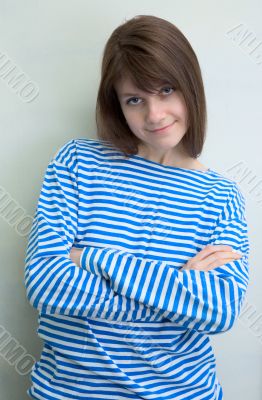 Woman in a stripped vest