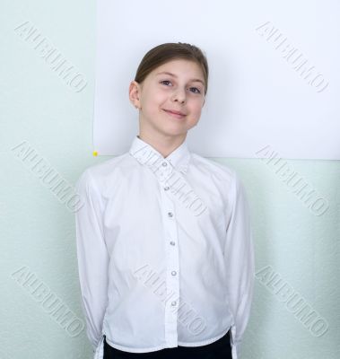 Smiling girl in white clothes