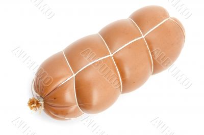 boiled sausage on white background