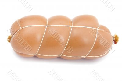 boiled sausage on white