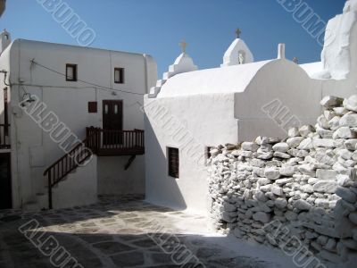 narrow street on a greek island