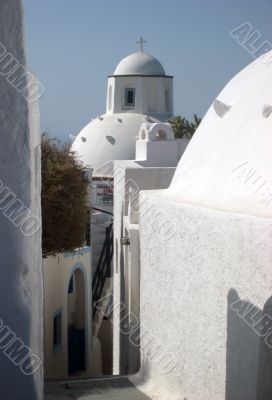 narrow street on a greek island
