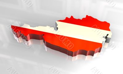 Flag map of austria - 3d made