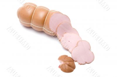 Cutting boiled sausage