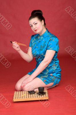 Japanese girl with stick