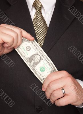 Businessman Holding Dollar Bill
