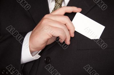 Businessman Holding Blank Business Card