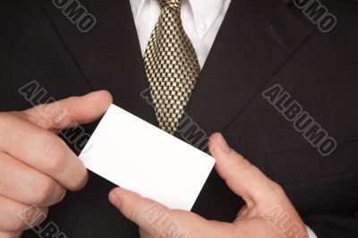 Businessman Holding Blank Business Card