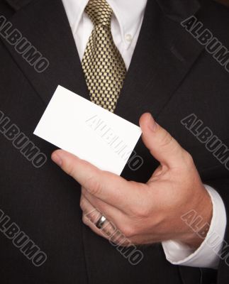 Businessman Holding Blank Business Card