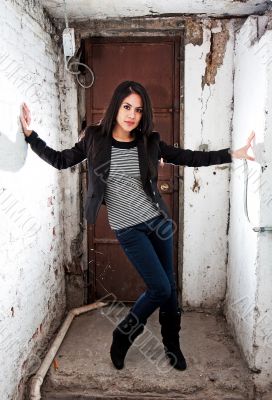 Girl holding white walls