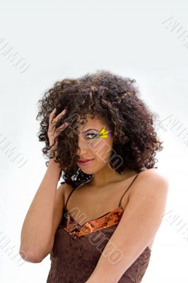 Brunette with flower makeup