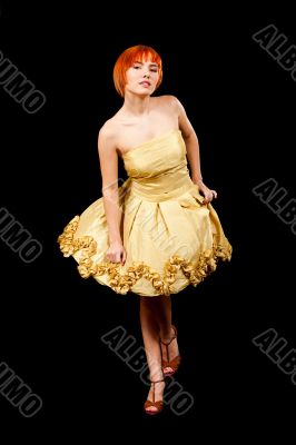 Redhead in yellow dress