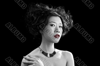 Asian woman with red lips