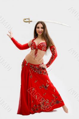 Belly dancer in red