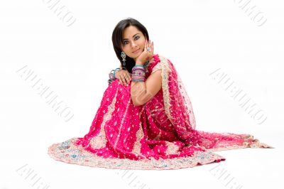 Beautiful Bangali bride sitting