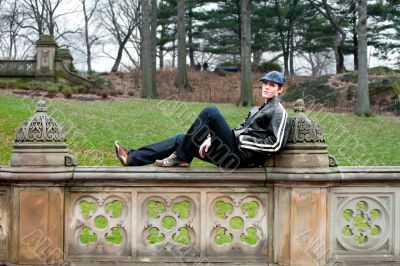 Handsome man on railing