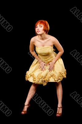 Redhead in yellow dress